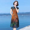 OLG-18J548 香云纱真丝连衣裙夏季女装短袖小个子旗袍刺绣桑蚕丝宽松裙子夏天 商品缩略图2