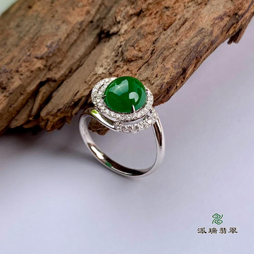 派瑞翡翠 18k金翡翠戒指 冰种 绿色 商品图2