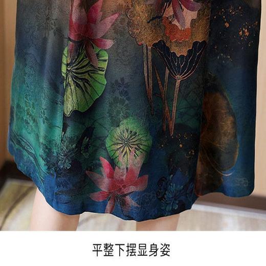 OLG-18J548 香云纱真丝连衣裙夏季女装短袖小个子旗袍刺绣桑蚕丝宽松裙子夏天 商品图9