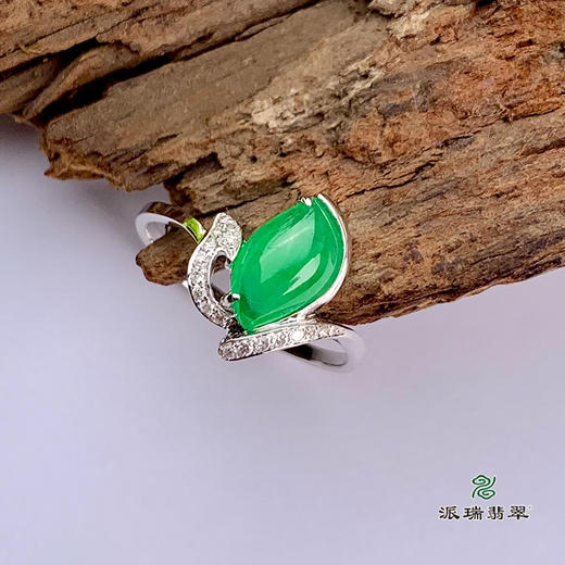 派瑞翡翠 18k金翡翠戒指 冰种 绿色 商品图1