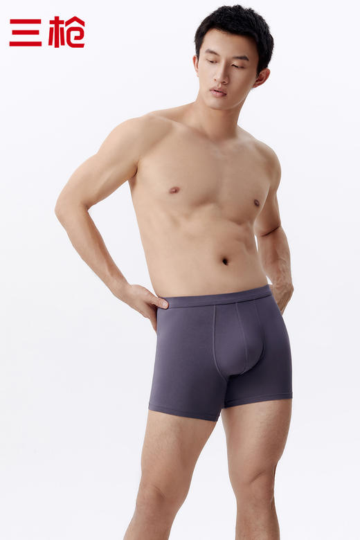 Threegun三枪 【莫代尔】男士平角大版短裤四角内裤（1条装）-50679B031 商品图7