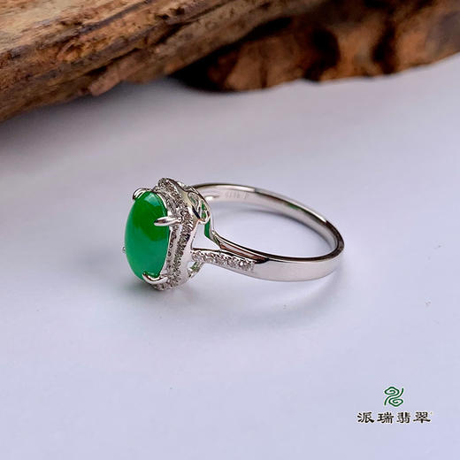 派瑞翡翠 18k金翡翠戒指 冰种 绿色 商品图3