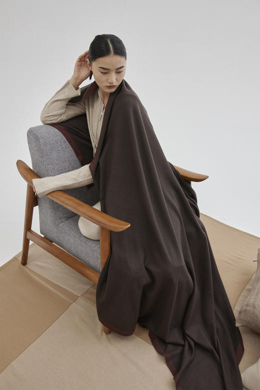 羊绒平纹包边双人毯 SJF93P872A 商品图0