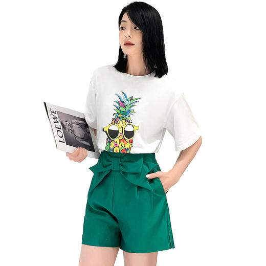 新款港风复古短袖名媛套装小香风短裤两件套HR-WHA049-29 商品图4