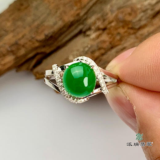 派瑞翡翠 18k金翡翠戒指 冰种 无色 商品图2