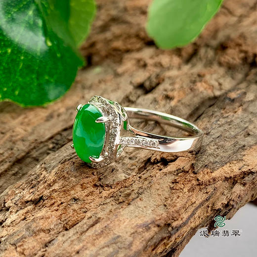 派瑞翡翠 18k金翡翠戒指 冰种 绿色 商品图1