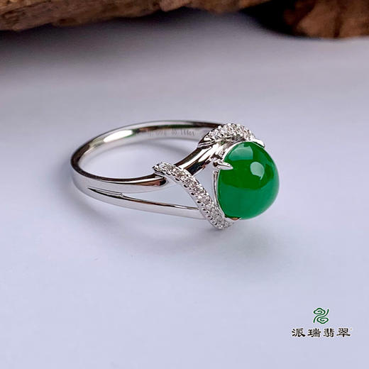 派瑞翡翠 18k金翡翠戒指 冰种 无色 商品图4
