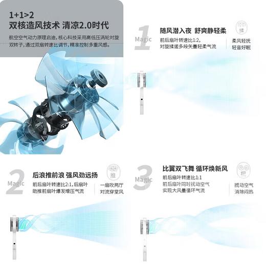 美的（509544）（Midea）电风扇家用大风力双旋对流落地扇办公室智能净离子除菌立式空气循环扇FSD25XCR 商品图3