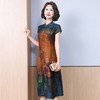 OLG-18J548 香云纱真丝连衣裙夏季女装短袖小个子旗袍刺绣桑蚕丝宽松裙子夏天 商品缩略图4