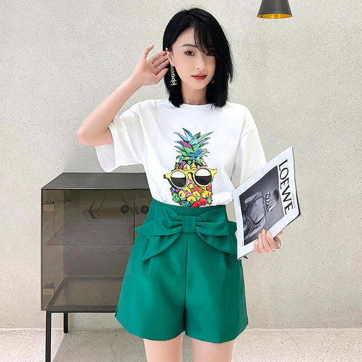 新款港风复古短袖名媛套装小香风短裤两件套HR-WHA049-29 商品图2
