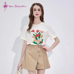 五丁目夏韩版时尚休闲印花T恤