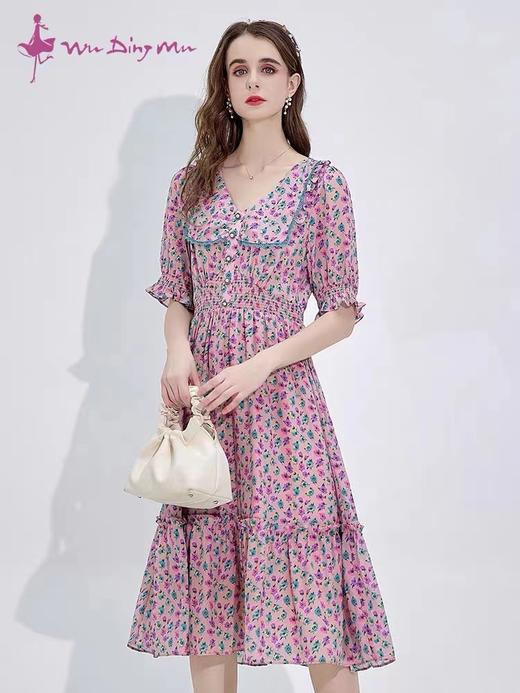 五丁目夏款V领真丝长裙 商品图0