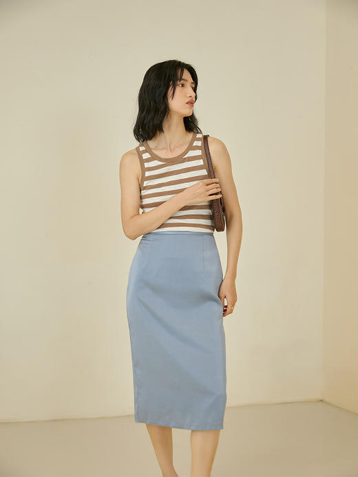 HeyDress缎面半身裙女夏季通勤百搭丝滑缎面开叉半裙优雅气质裙子 商品图2