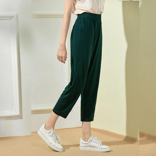 丁摩 春夏薄凉爽超大弹力针织醋酸9分裤小脚裤休闲裤Q121144DB199 商品图6
