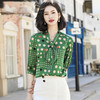 新款中袖时尚洋气波点衬衣气质通勤显瘦绿色休闲质感职业装女衬衫 MGG-HYN-2117 商品缩略图0
