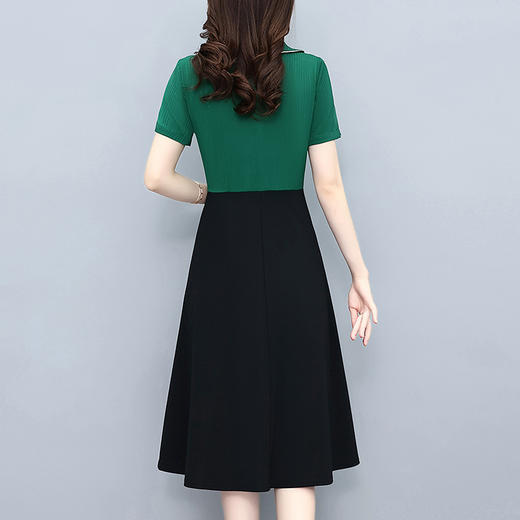 HT-0916夏新款假两件套大码女装胖mm修身显瘦中长款短袖连衣裙 商品图3