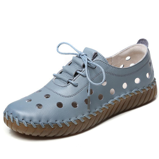 SB2108 2022春夏季新款洞洞鞋真皮女凉鞋软底手工鞋镂空妈妈鞋 商品图5