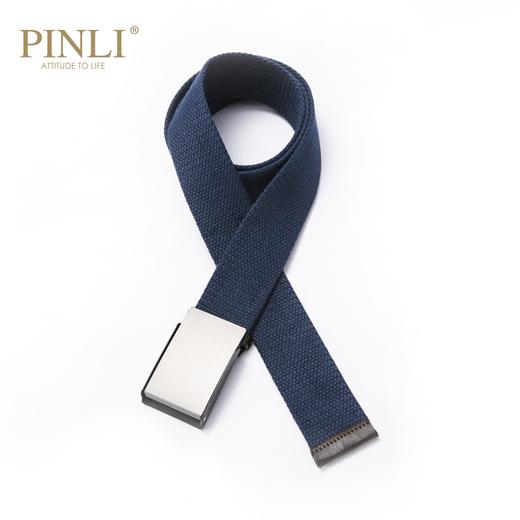 PINLI品立2021夏季新款男女同款百搭蓝色编织帆布腰带D212718427 商品图0