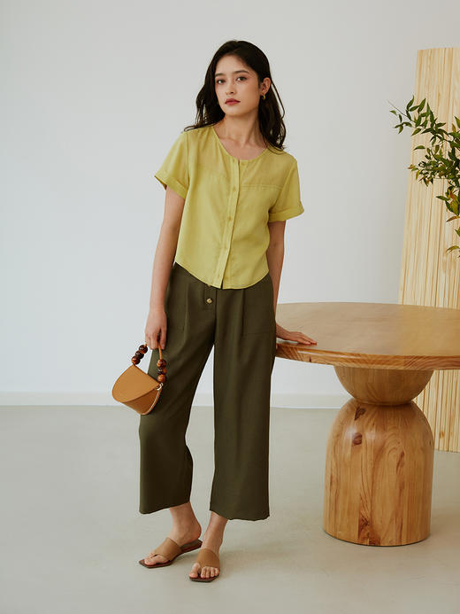 HeyDress麻感直筒裤女夏季高腰设计感小众九分休闲裤垂感裤子 商品图2