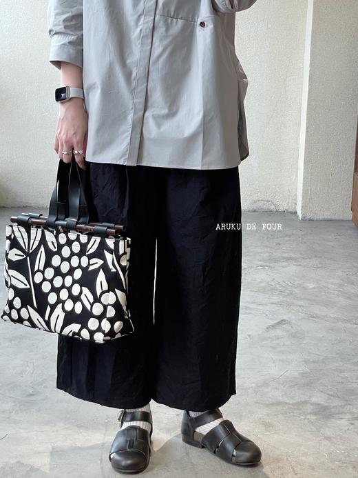 apuntob 黑色皱褶阔腿裤休闲裤 商品图6