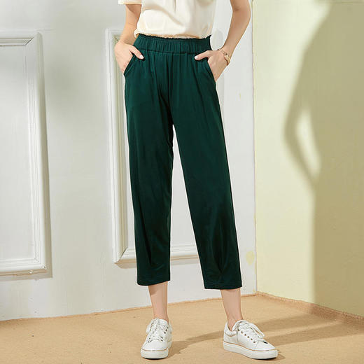 丁摩 春夏薄凉爽超大弹力针织醋酸9分裤小脚裤休闲裤Q121144DB199 商品图2