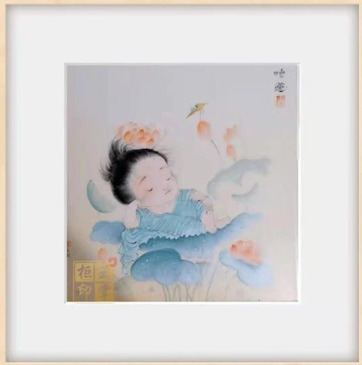 新粉彩睡莲瓷板 商品图0