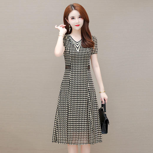 YWE JR835格子连衣裙修身显瘦气质优雅时尚裙【优】 商品图1