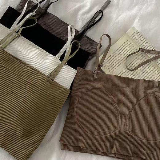 【一字平口的设计，欧美高ji感】黛唯梵固定吊带背心女、时尚气质、夏季新款、小众设计、纯色简约、百搭内搭上衣热卖 商品图1