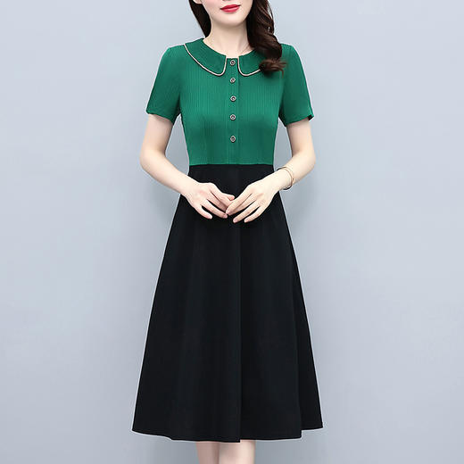 HT-0916夏新款假两件套大码女装胖mm修身显瘦中长款短袖连衣裙 商品图1
