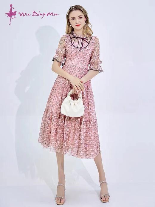 五丁目简约修身网纱连衣裙 商品图0