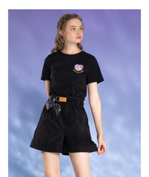  Lagogo拉谷谷2022夏季新款卡通印花圆领黑色T恤LATT313A09 商品图3