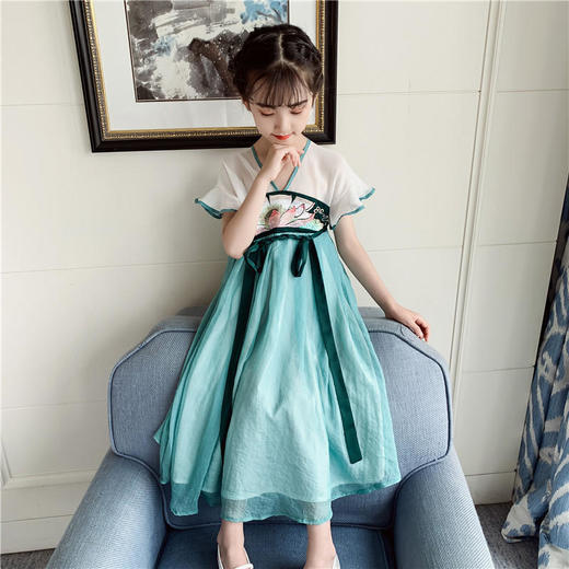 ABW 汉服小孩短袖襦裙超仙中国风儿童连衣裙【童装】 商品图1
