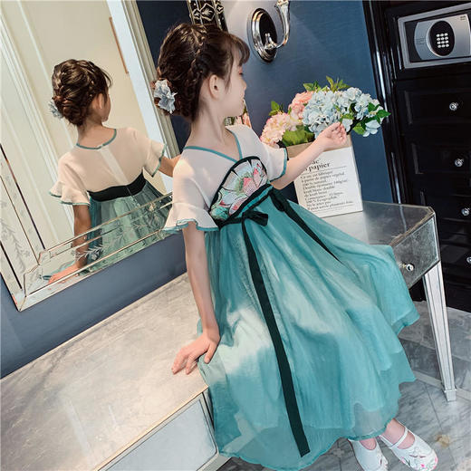 ABW 汉服小孩短袖襦裙超仙中国风儿童连衣裙【童装】 商品图3