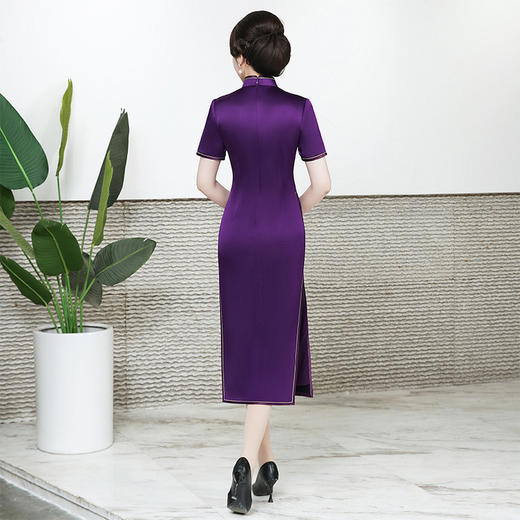 真丝桑蚕丝旗袍连衣裙，优雅修身妈妈装旗袍礼服BLH2241 商品图1