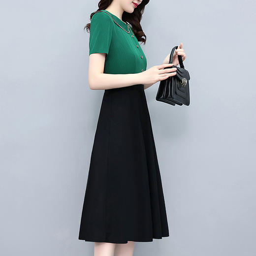 HT-0916夏新款假两件套大码女装胖mm修身显瘦中长款短袖连衣裙 商品图2