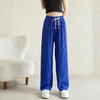 【夏日穿搭】水波纹清凉阔腿裤 抽绳松紧高腰阔腿 百搭款式 透气面料颜值在线 商品缩略图4