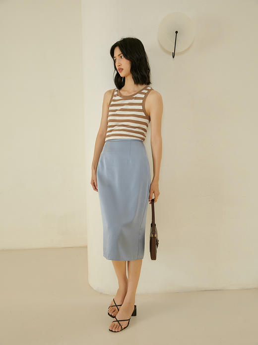 HeyDress缎面半身裙女夏季通勤百搭丝滑缎面开叉半裙优雅气质裙子 商品图3