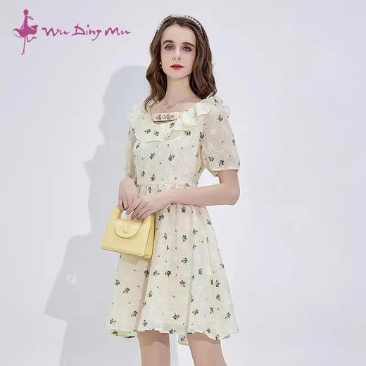 五丁目夏装荷叶边收腰连衣裙 商品图0