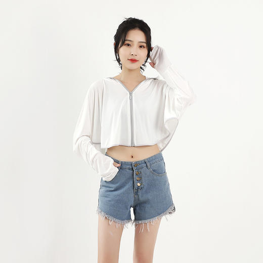 QM-QM000216夏季冰丝衣连帽女户外骑车开车一体口罩服衫 商品图3