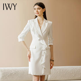 名媛气质白色西装连衣裙女夏季时尚设计感小众职业裙