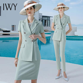 绿色短袖西装套裤CP1567