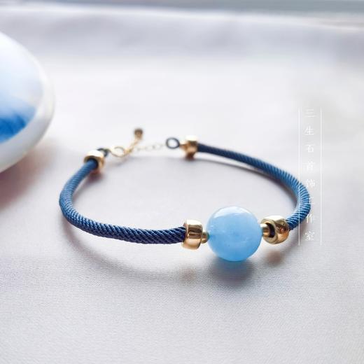 三生石.海蓝宝单珠设计国风转运珠手链 商品图1