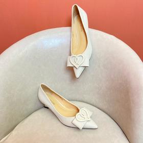 IUIU SECOND2022春新款爱心蝴蝶结尖头单鞋气质高跟浅性感细跟