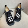 IUIU SECOND2022春季新款春季新款棋牌格JK制服鞋厚底增高复古英伦风松糕鞋 商品缩略图0