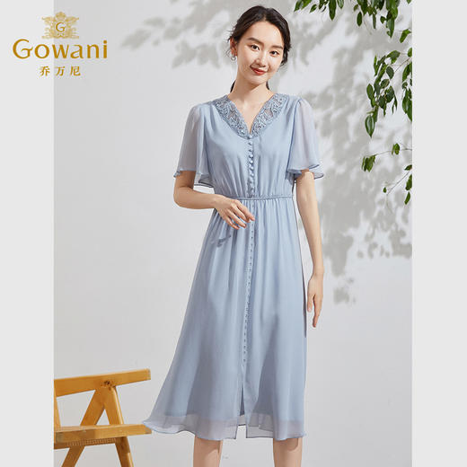 乔万尼新款桑蚕丝真丝连衣裙新品高档长裙EF2E337 商品图1