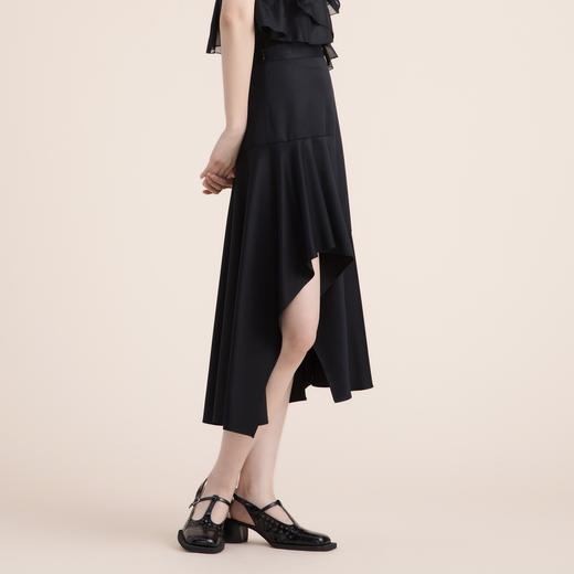 谜底天丝垂坠半身裙2022夏款小众设计不规则裙摆半截裙222MB0666 商品图1