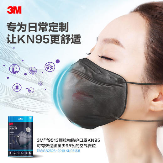 3M颗粒物防护口罩KN95口罩3D立体可颈戴9513 商品图0