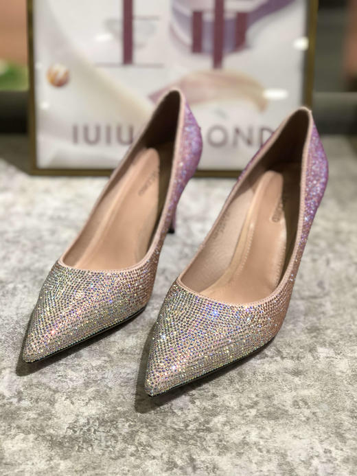 IUIU SECOND 时尚渐变色水钻高跟鞋婚鞋宴会单鞋 商品图0