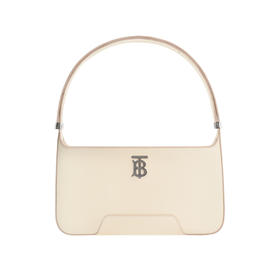 BURBERRY 巴宝莉 女士皮革金属TB徽标手提单肩包 白色 8046250 B1089