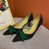IUIU SECOND 2022夏新款法式蝴蝶结尖头侧空高跟鞋凉鞋 商品缩略图0
